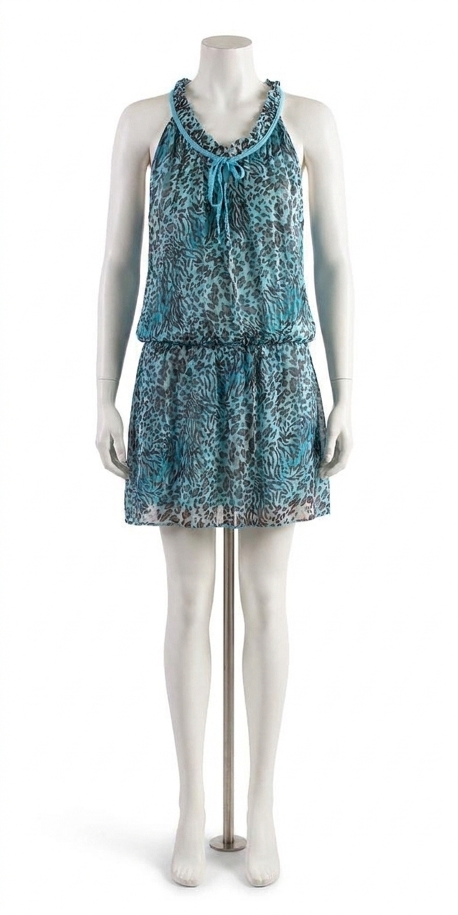 NEW GIGI MODA mariola safari print mini dress in turquoise